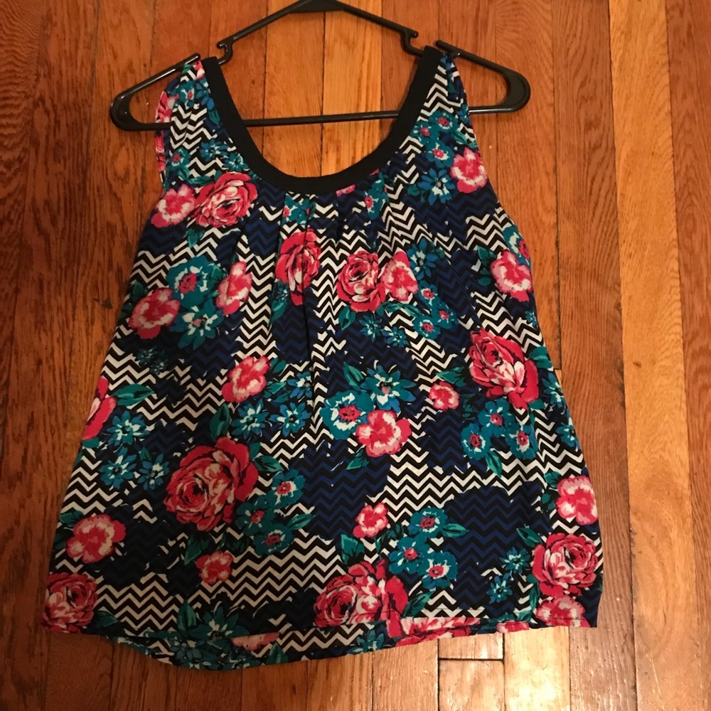 3/$30- Floral and Chevron Tank